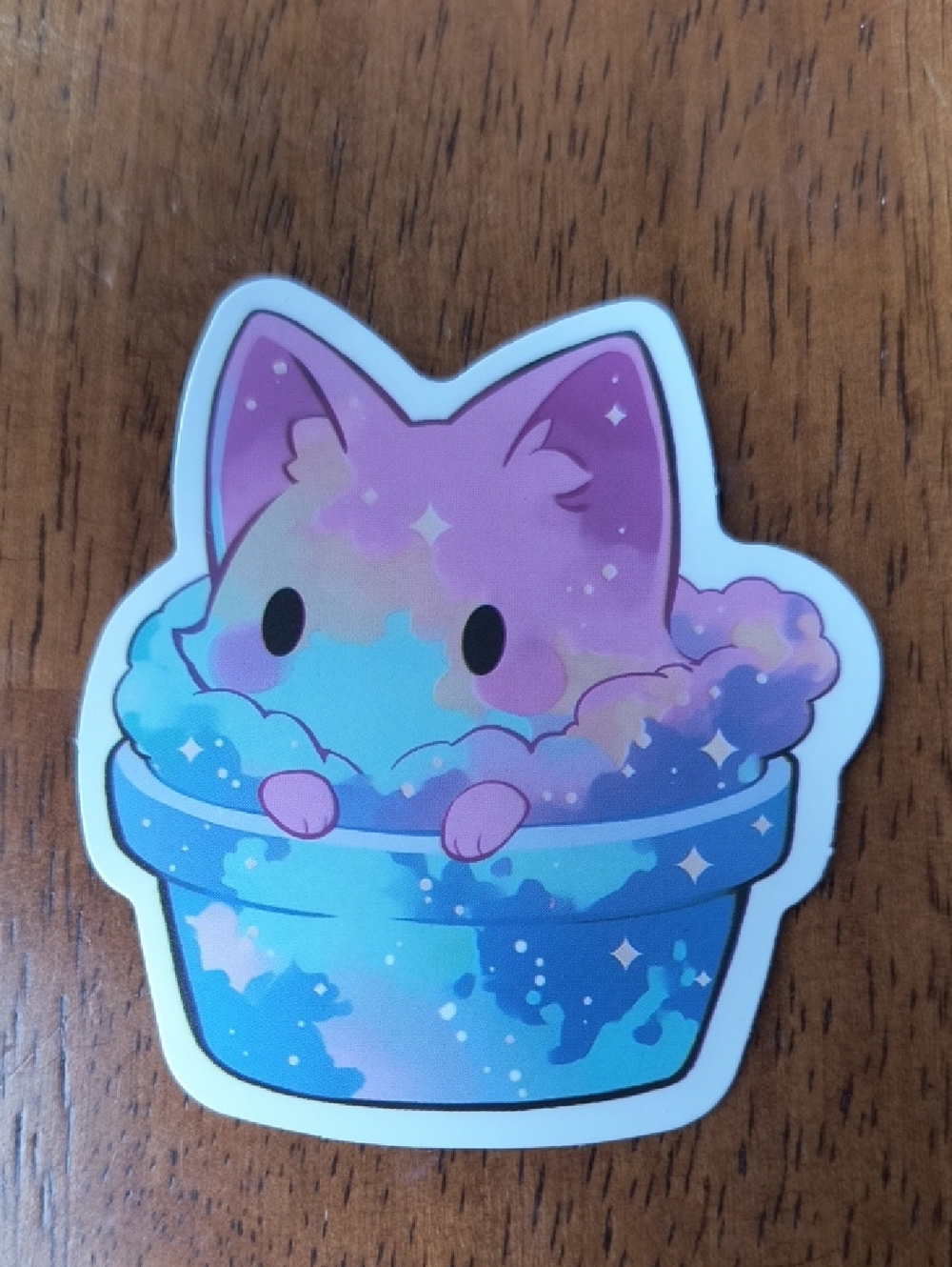 Cute Purple & Blue Cat Bubble Pet Sticker - Unbranded